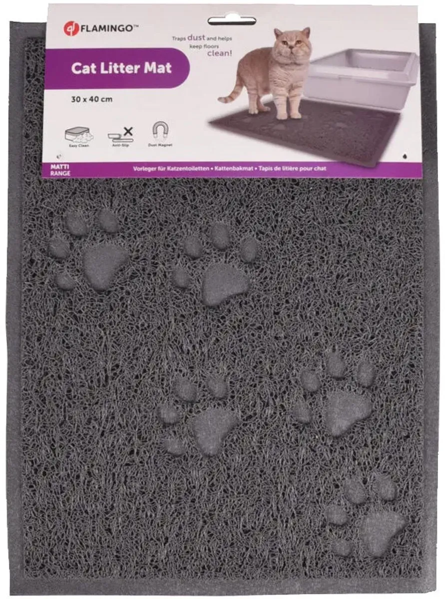 Flamingo Kattenbakmat 60x40cm - Grijs