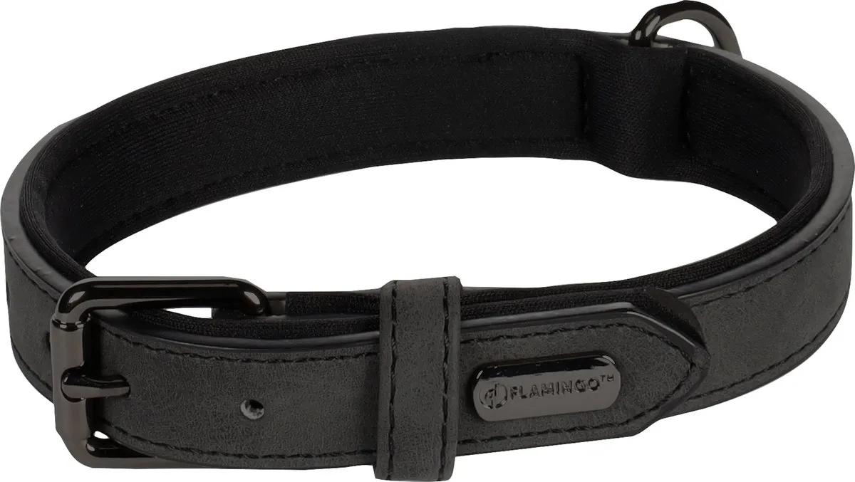 Flamingo Delu Halsband Honden - Zwart M 31-39cm