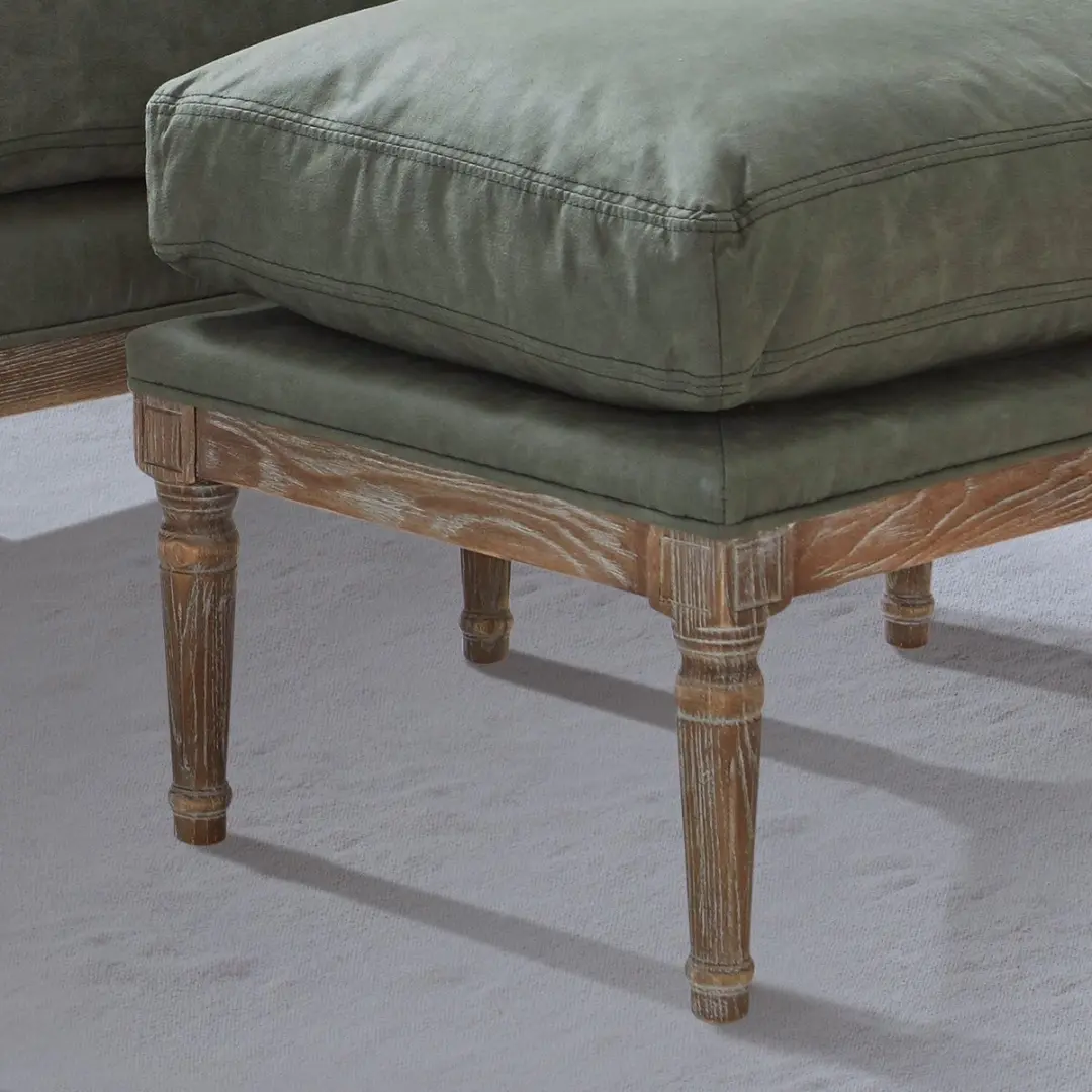 Loberon Greenbrier Hocker - antiekbruin/groen - afbeelding 2 van 6
