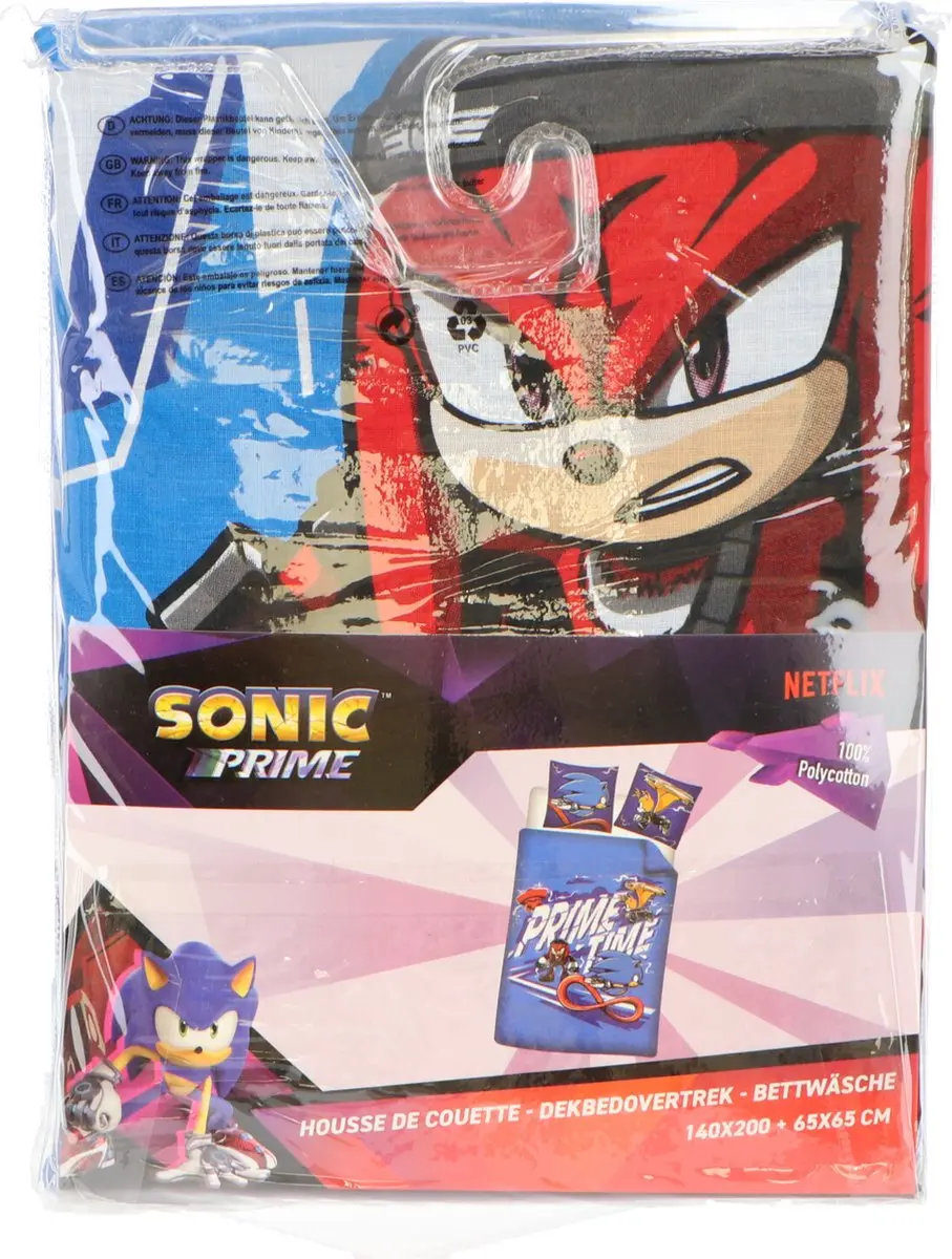 Sonic Prime Dekbedovertrek 140x200cm - Blauw/Wit - afbeelding 2 van 6