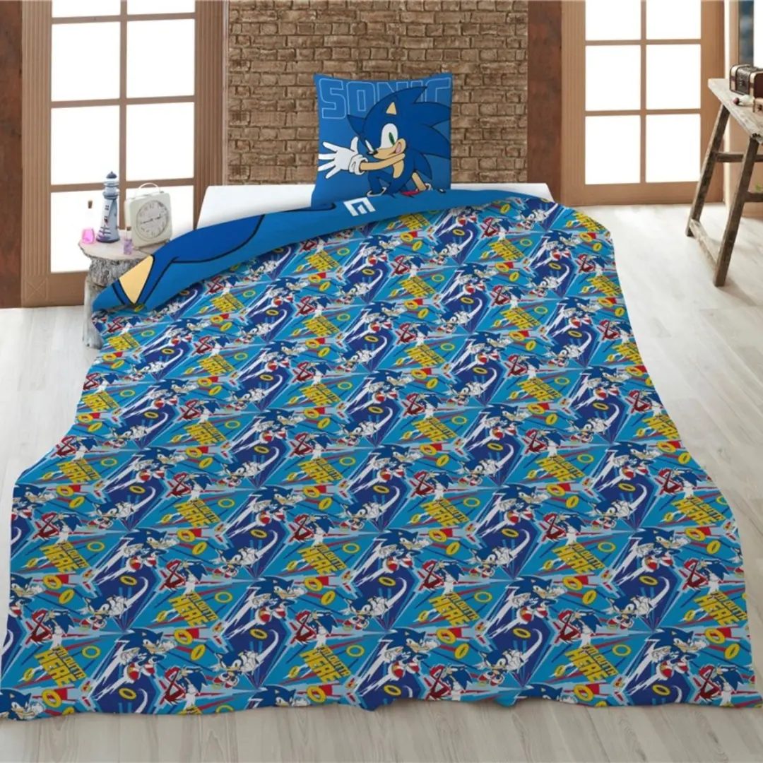 Sonic Lets Go Dekbedovertrek 65x65cm - Blauw - afbeelding 3 van 6