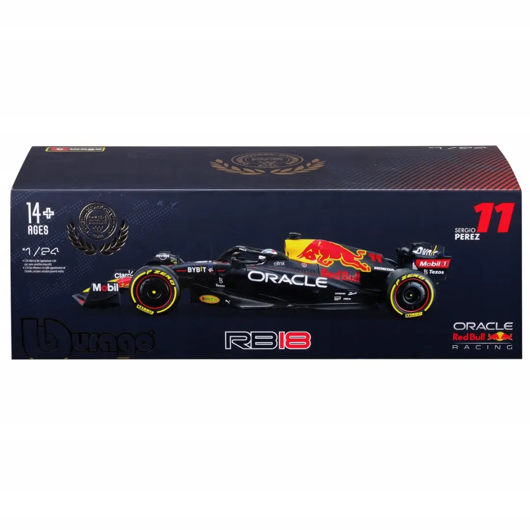 Bburago Red Bull RB18 1:24 Sergio Perez - Rood/Zwart - afbeelding 2 van 6