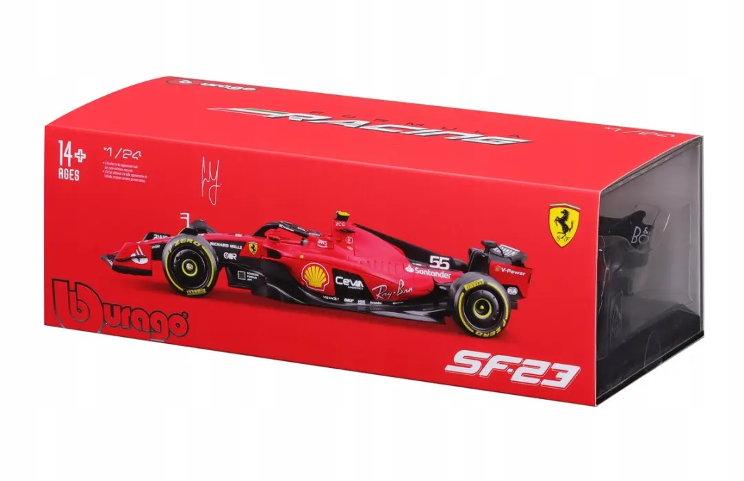Bburago Ferrari SF-23 Carlos Sainz 1:24 - Rood - afbeelding 2 van 6