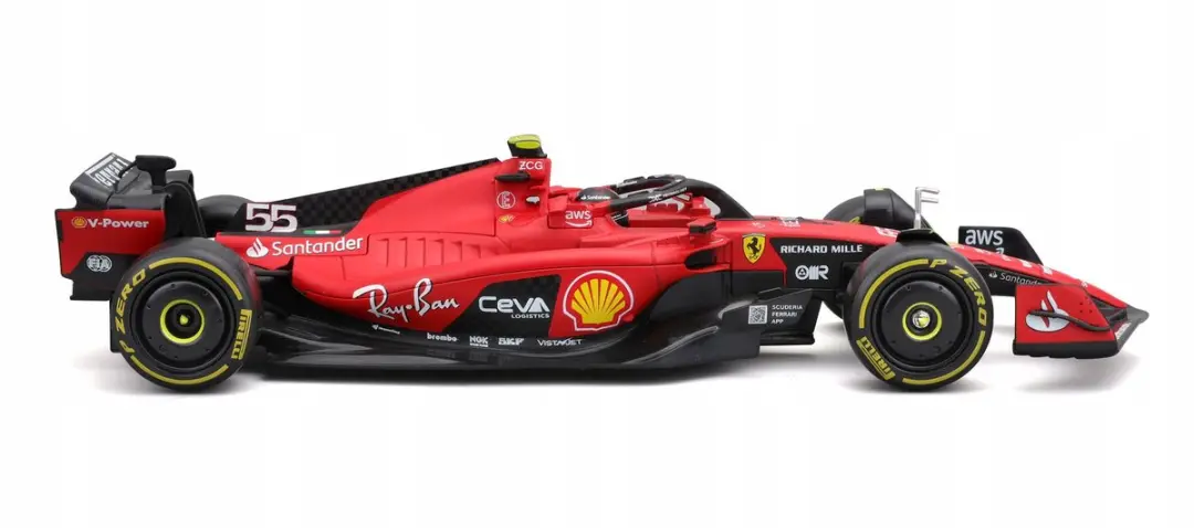 Bburago Ferrari SF-23 Carlos Sainz 1:24 - Rood - afbeelding 4 van 6