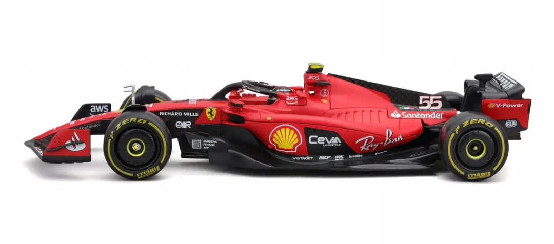 Bburago Ferrari SF-23 Carlos Sainz 1:24 - Rood - afbeelding 5 van 6