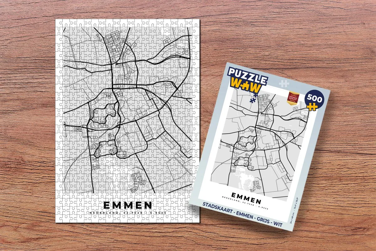 PuzzleWow Stadskaart Emmen Legpuzzel 500 Stuks - Multicolor