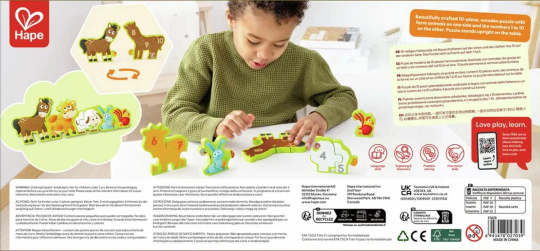 Hape Getallen en boerderijdieren E1628 - 10-delig - afbeelding 5 van 6