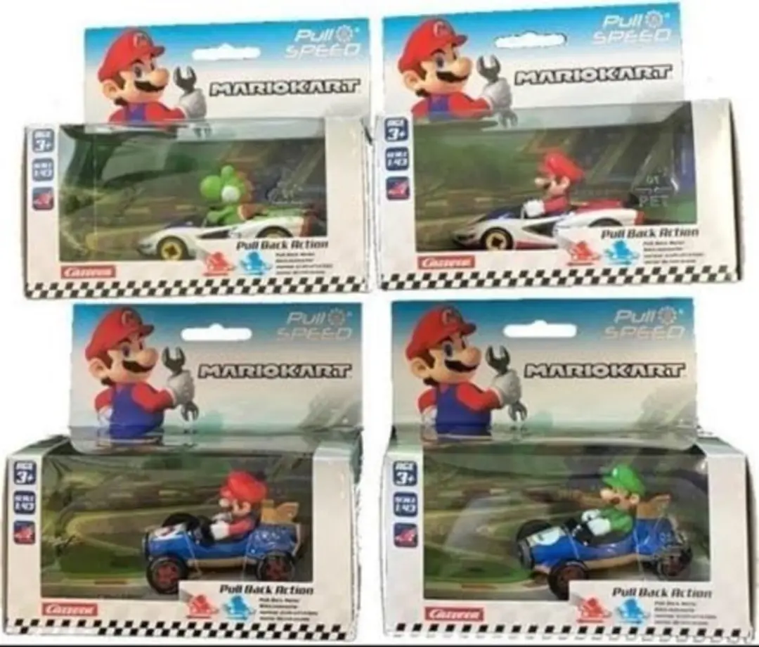 Carrera speelgoedauto Mario Kart Pull-Back 1:43 kunststof raceauto.