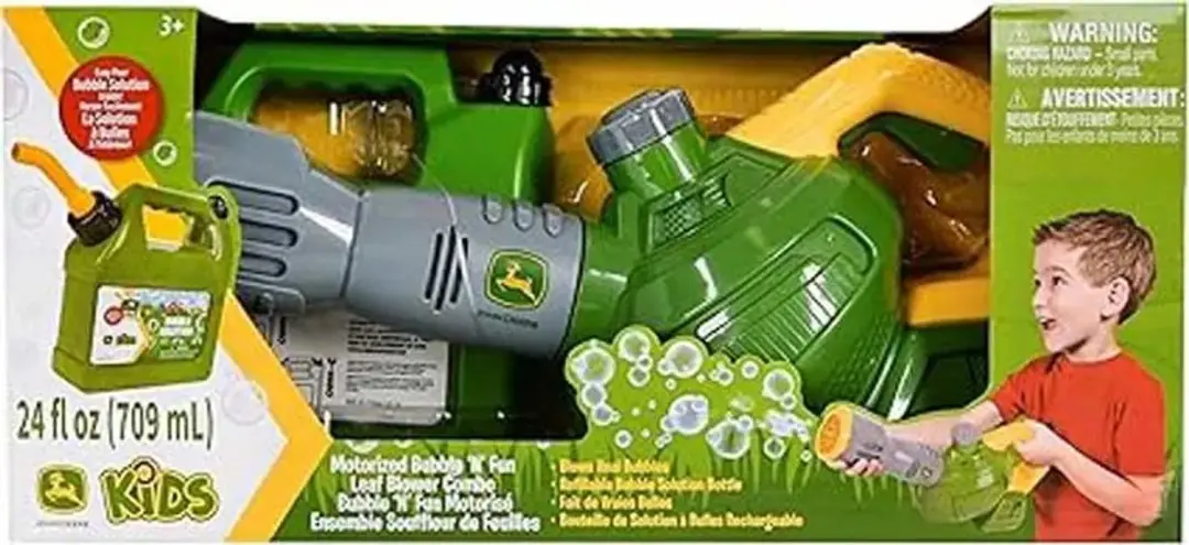 Tomy John Deere Bubble Leaf Blower & Refill Can