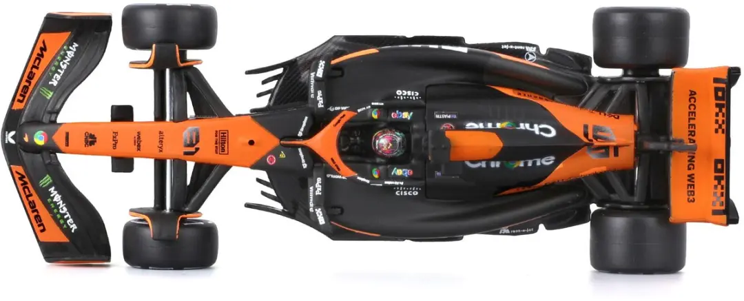 Bburago McLaren MCL38 1:43 Formule 1 Piastri #81 - Zwart Oranje - afbeelding 4 van 6
