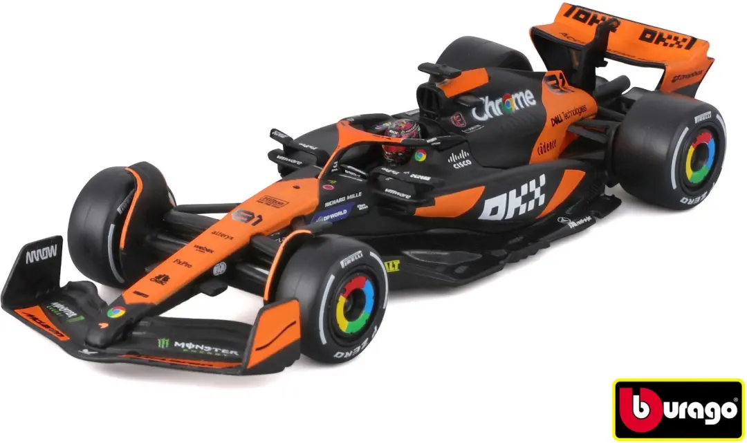 Bburago McLaren MCL38 1:43 Formule 1 Piastri #81 - Zwart Oranje - afbeelding 6 van 6
