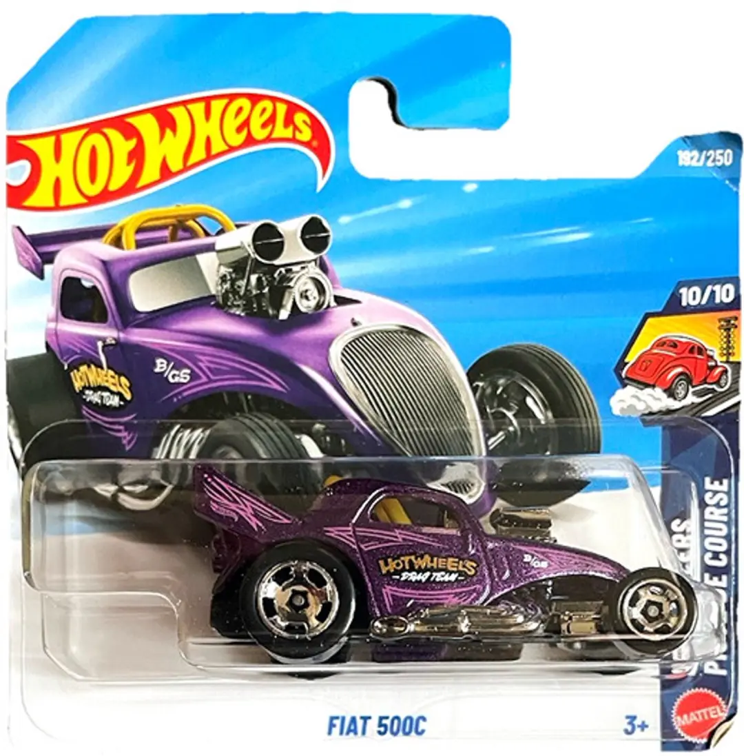 HOT WHEELS FIAT 500C DRAG TEAM PURPER 192/250 HW DRAG RACERS 10/10 SHORT CARD 20