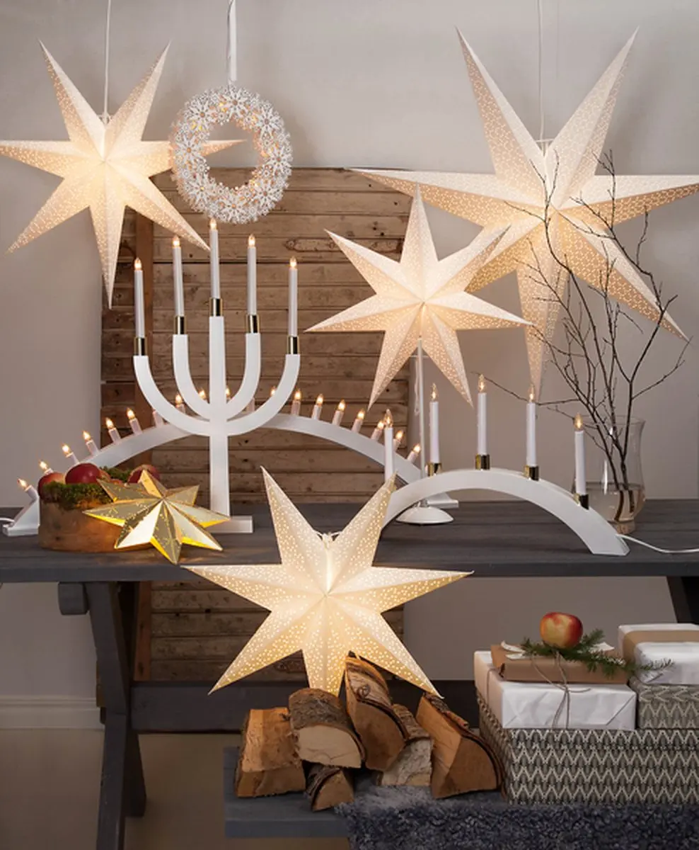 Star Trading Papieren Kerstster Dot 54cm Warm Wit - afbeelding 4 van 6