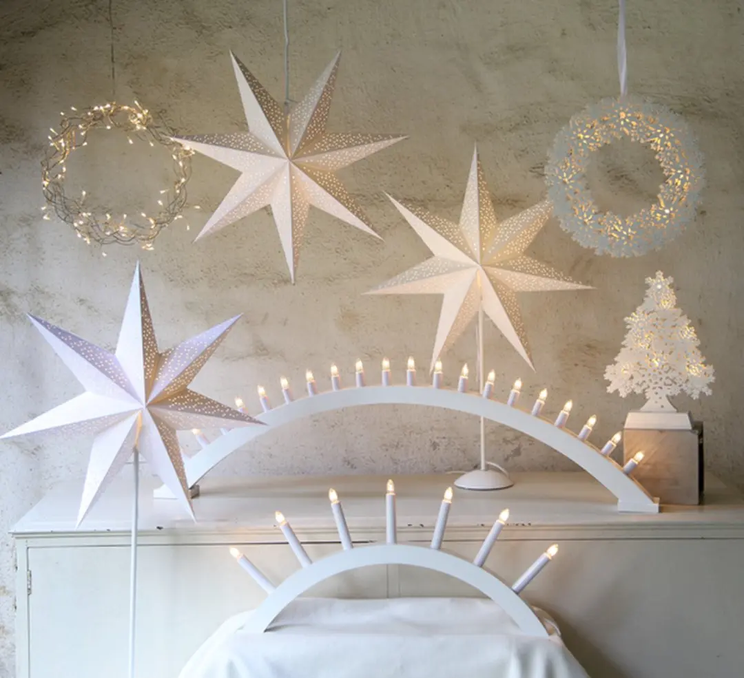 Star Trading Papieren Kerstster Dot 54cm Warm Wit - afbeelding 6 van 6