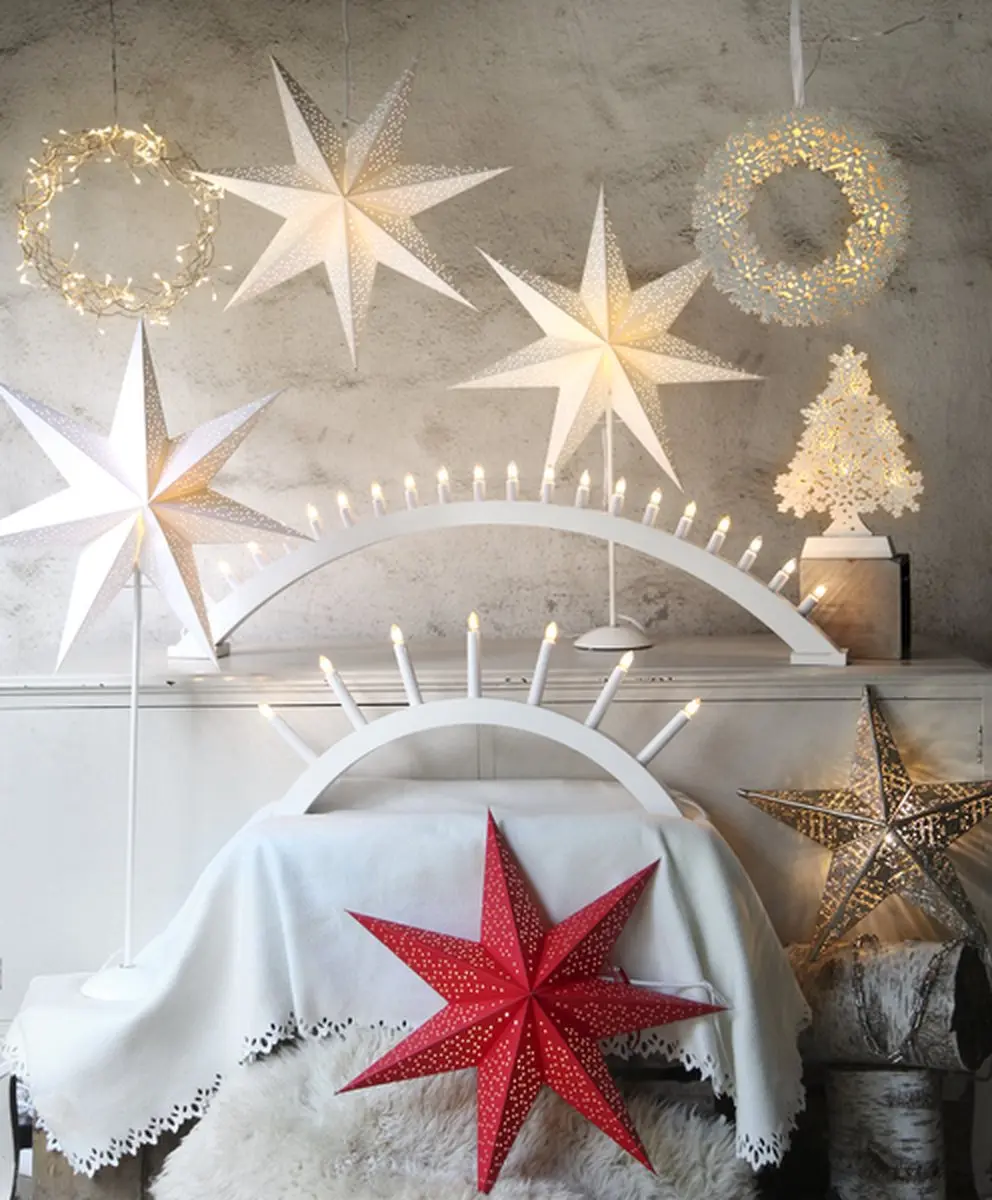 Star Trading Papieren Kerstster Dot 54cm Warm Wit - afbeelding 5 van 6
