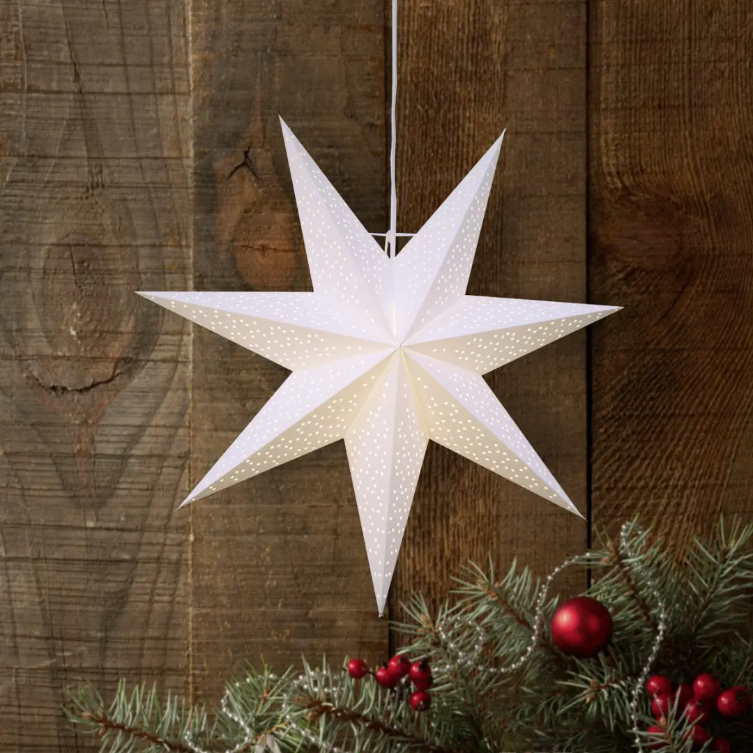 Star Trading Papieren Kerstster Dot 54cm Warm Wit - afbeelding 2 van 6