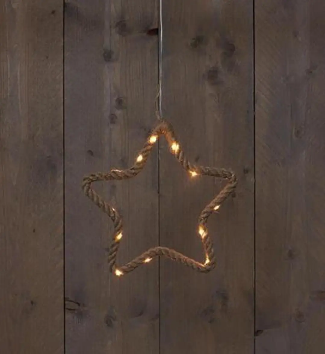 JUTE TOUW STER 25CM KOPERDRAAD 15 LED