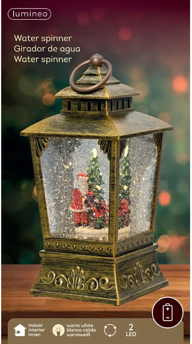 Lumineo Kerstman Waterspinnerlantaarn 24cm - Warm wit LED - afbeelding 4 van 4