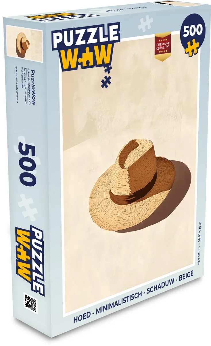 PuzzleWow Minimalistisch Schaduw Hoed Puzzel 500 Stuks