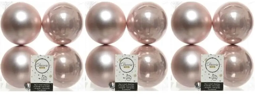 Decoris Kerstballen - 12x st - lichtroze - 10 cm - kunststof - kerstversiering