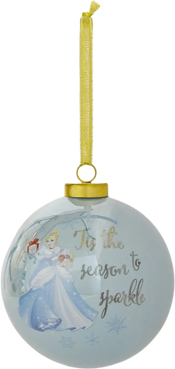 Disney Christmas, kerstbal keramiek Cinderella (blauw)