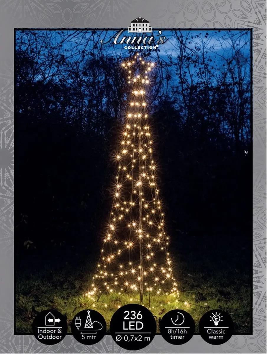 Anna's Collection Kerstboom met Ster Vlaggenmast 200cm