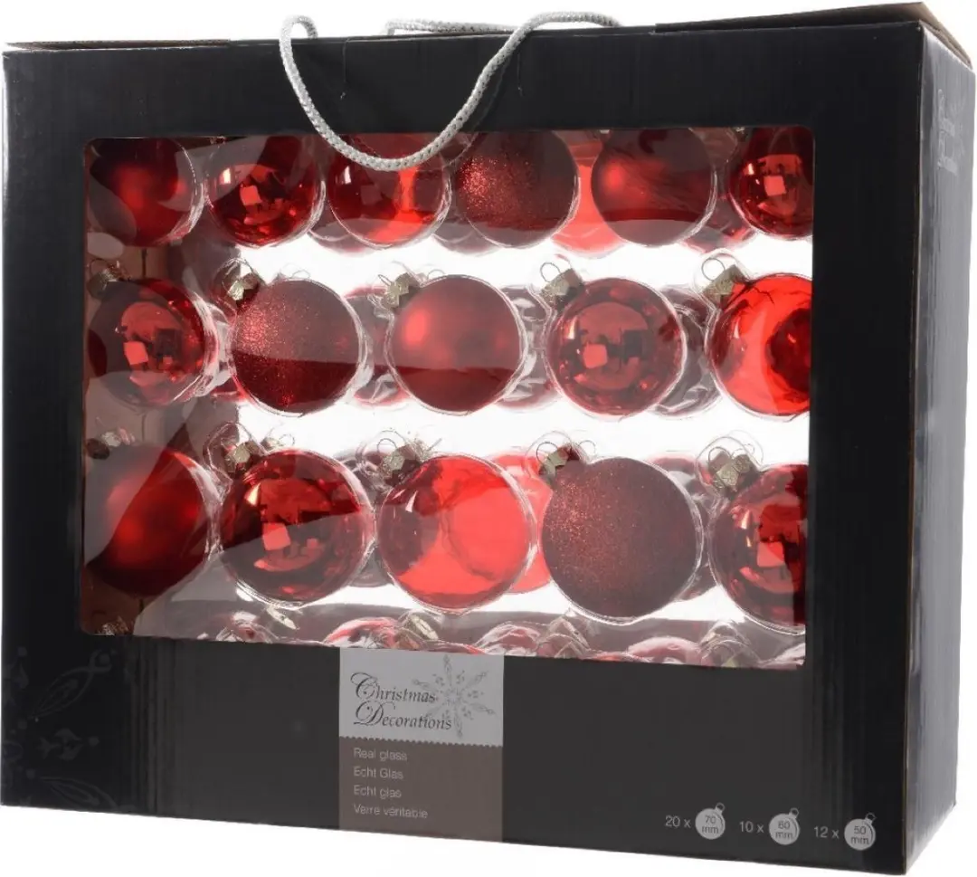 Decoris Kerstballen Glas Mix Rood 42 Stuks