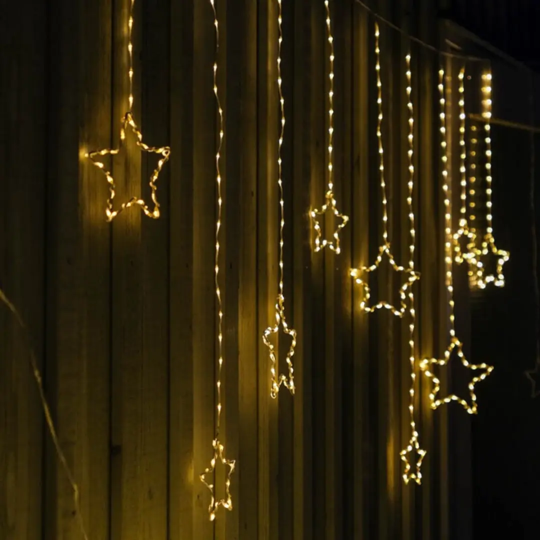 Anna's Collection Lichtgordijn Ster 364 LEDs 200x80cm Warm Wit - afbeelding 5 van 6