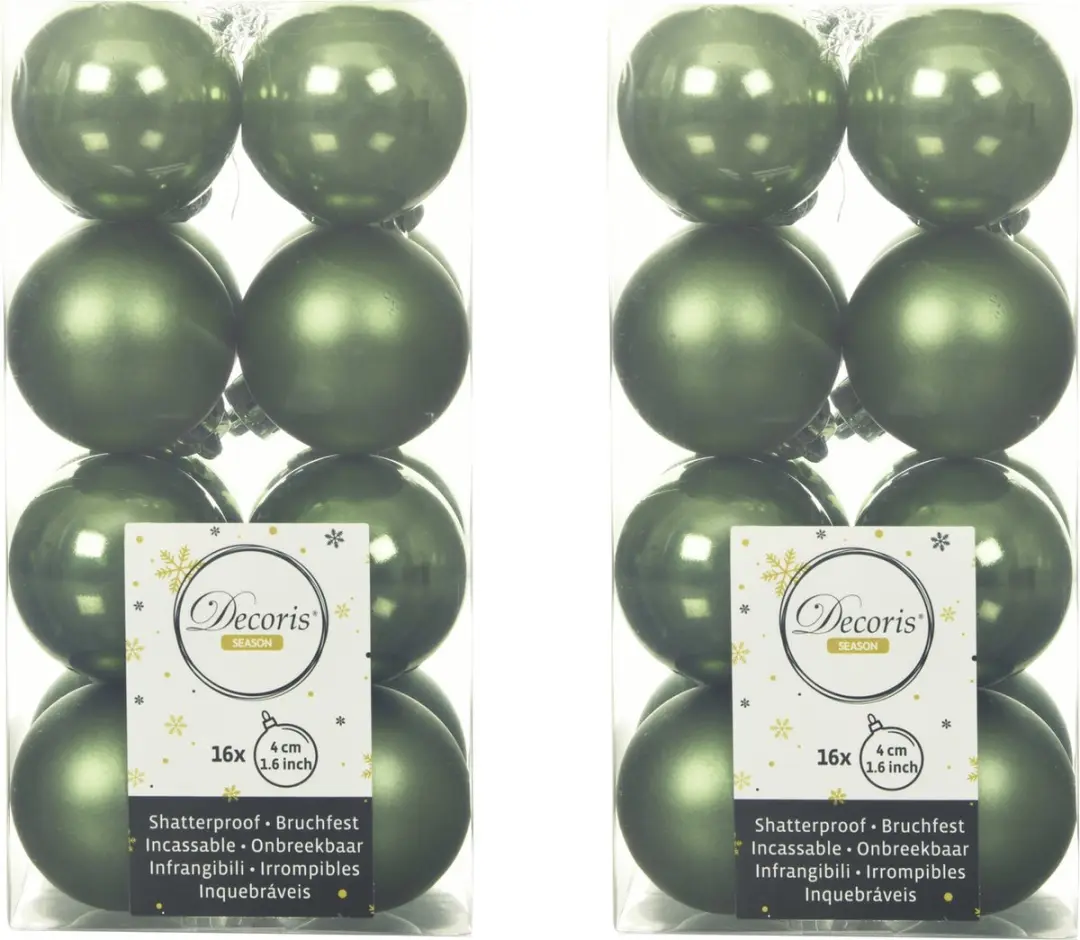 Decoris kleine kerstballen - 32x st - mosgroen - 4 cm - kunststof - kerstversiering