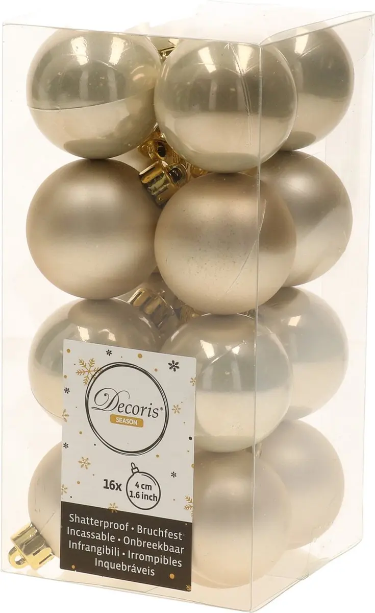 32x Licht parel/champagne kunststof kerstballen 4 cm