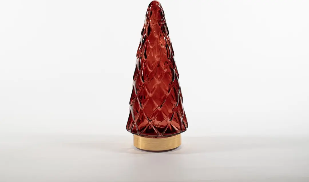 Tree Glass 10,5 x 24,5 cm Burgundy With Golden Base 10Led Anna's Co...