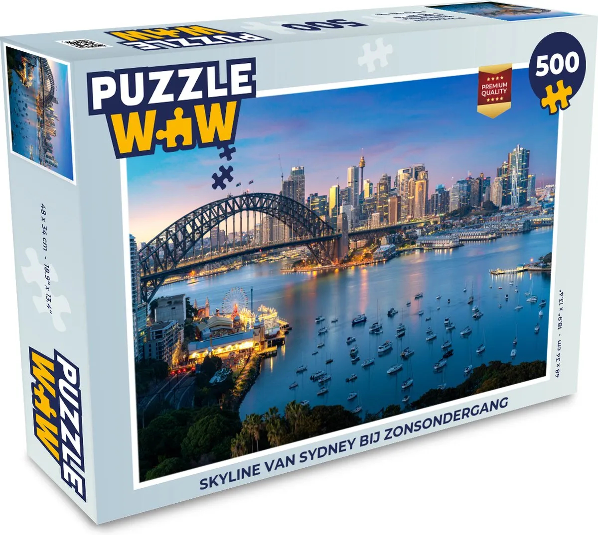 PuzzleWow Skyline Sydney Zonsondergang Legpuzzel 500 Stuks