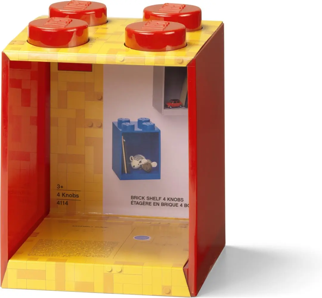 LEGO Iconic Brick Boekenplank 4 Noppen - Rood - afbeelding 4 van 6