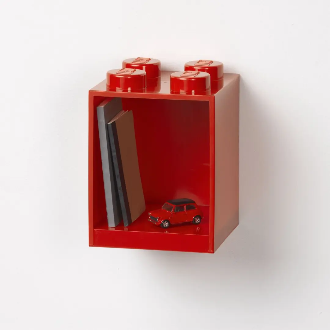 LEGO Iconic Brick Boekenplank 4 Noppen - Rood - afbeelding 5 van 6