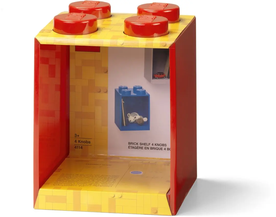 LEGO Iconic Brick Boekenplank 4 Noppen - Rood - afbeelding 6 van 6