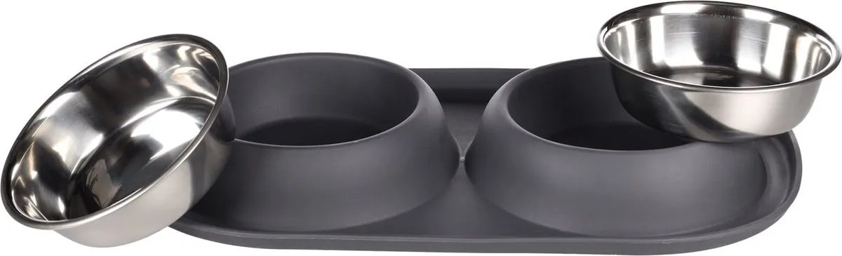 Flamingo Grafa Duo Dinner Eetpot Honden - 2x500ml - Grijs - afbeelding 6 van 6