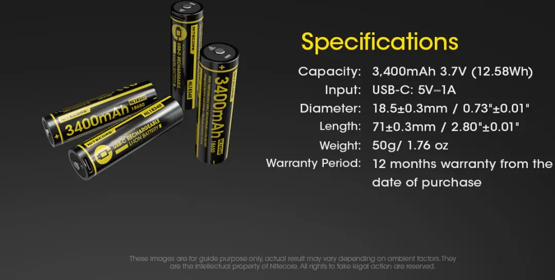 Nitecore NL1834R 18650 Li-ion Accu 3400mAh - afbeelding 2 van 6