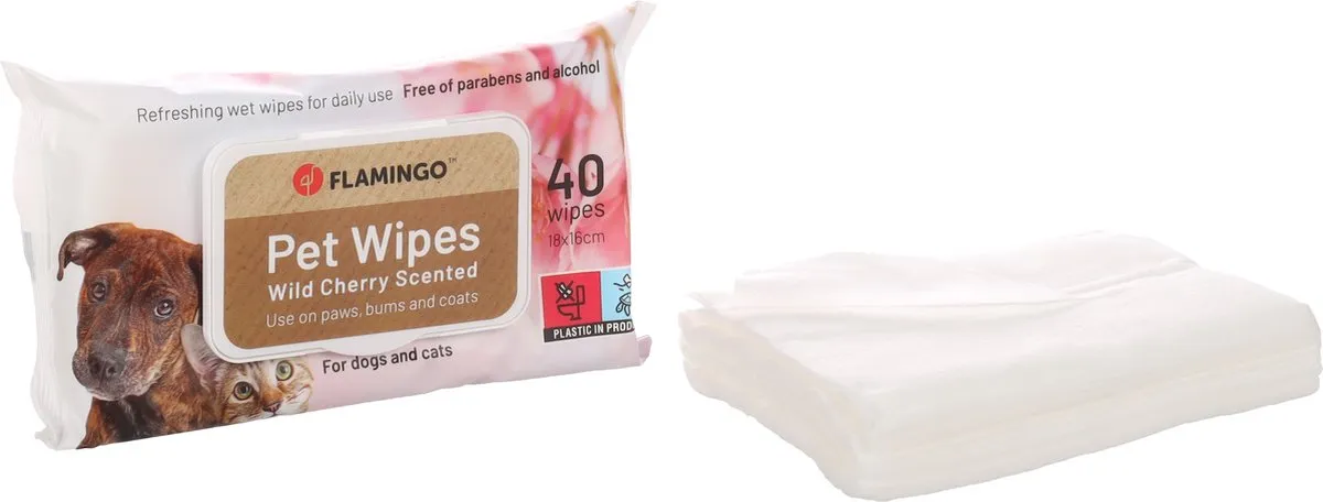 Flamingo Reini Wild Cherry Verzorgingsdoekjes Honden