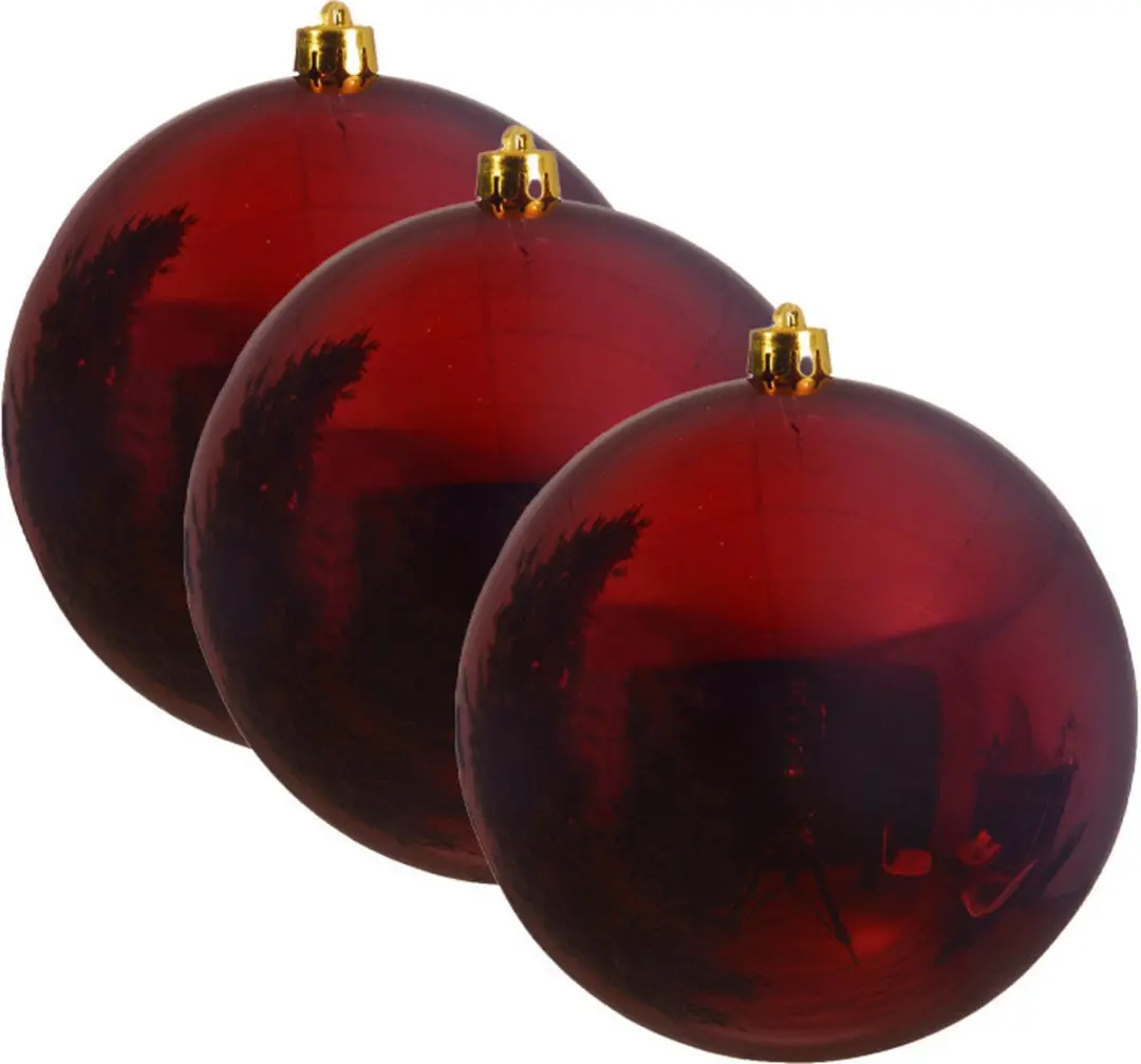 Decoris Kerstbal 25cm - Donkerrood - afbeelding 2 van 3