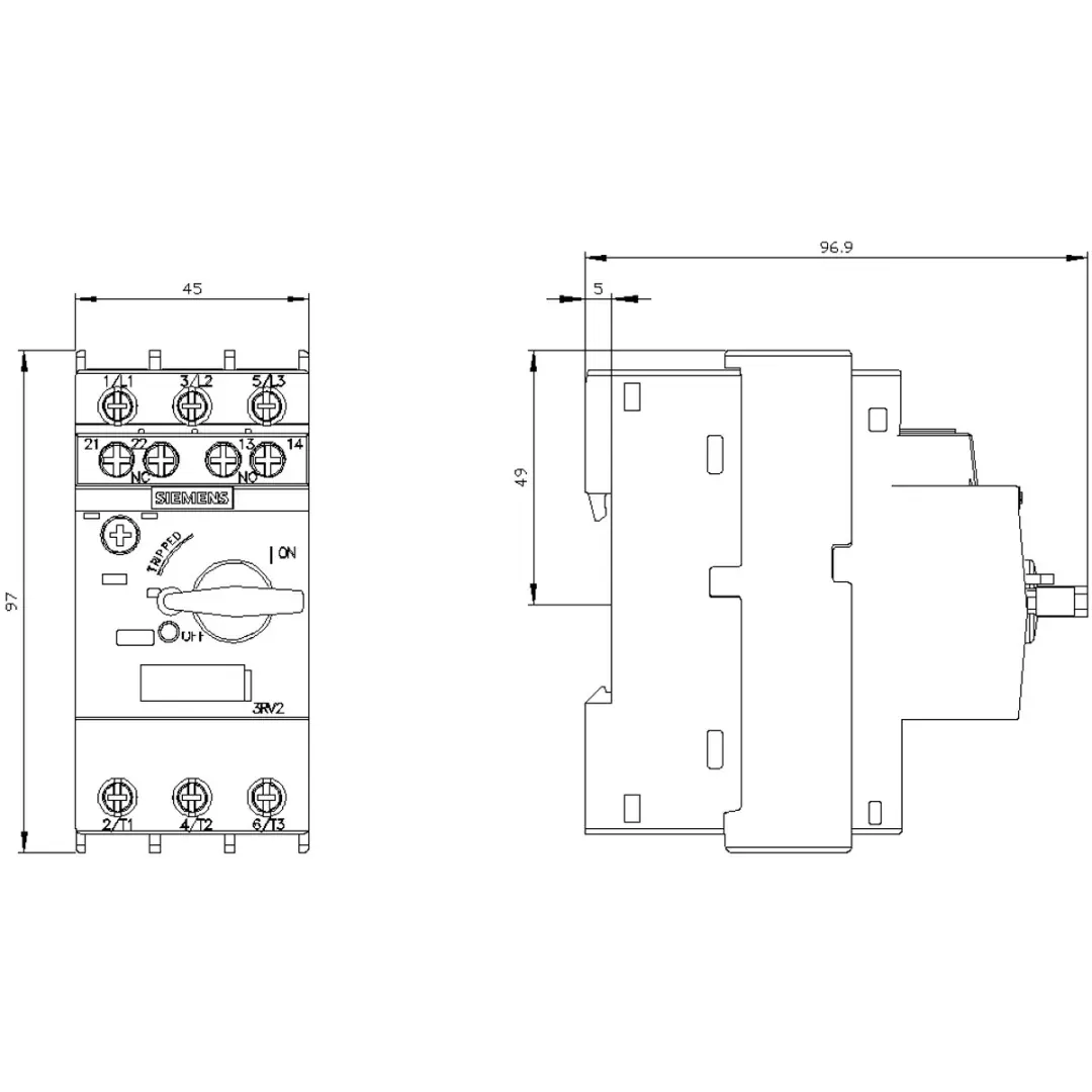 Siemens 3RV2011-1CA15 Vermogensschakelaar 1.8-2.5A - afbeelding 5 van 6