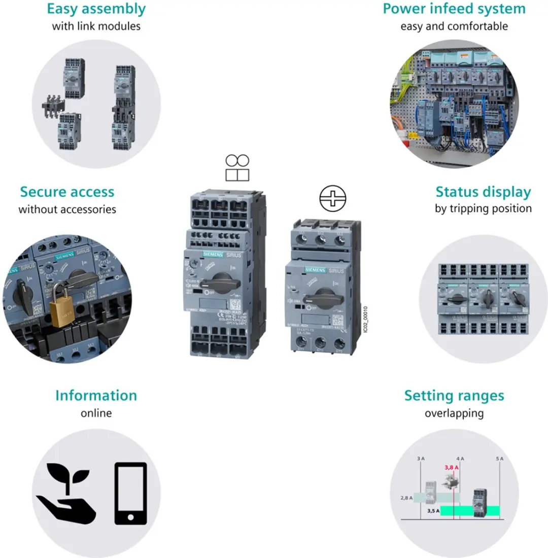 Siemens 3RV2011-1CA15 Vermogensschakelaar 1.8-2.5A - afbeelding 2 van 6