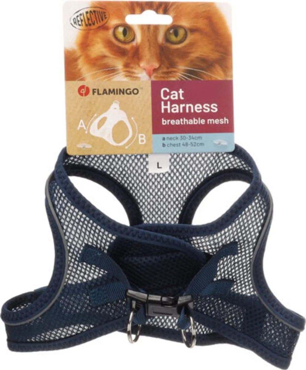 Flamingo Kattenharnas Step&Go Berta - L - Donkerblauw