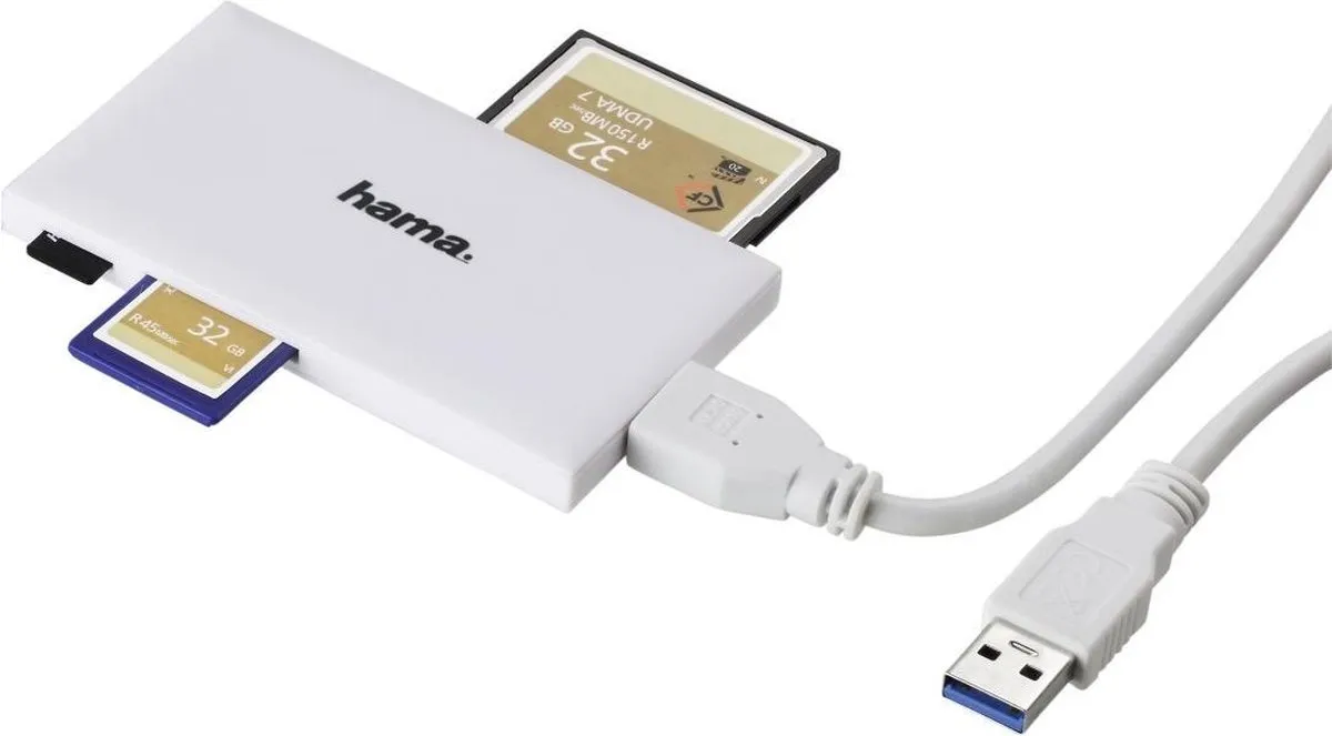 Hama USB 3.0 Multi-Kaartlezer SD/microSD/CF - Wit