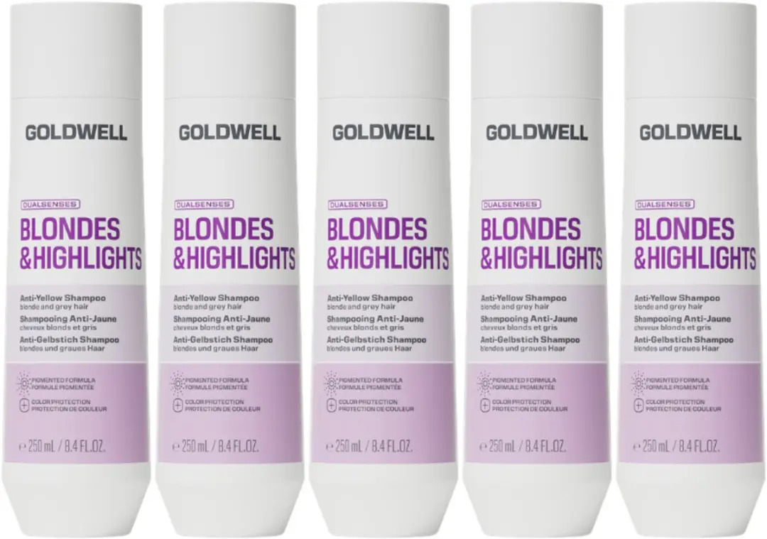5x Goldwell Dualsenses Blondes & Highlights Anti-Yellow Shampoo 250ml