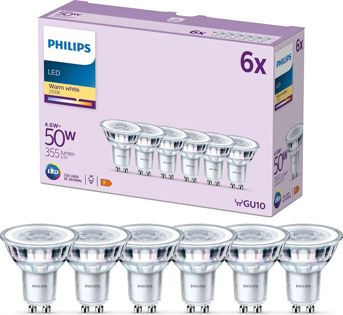 Philips LED Spot GU10 Warmwit 4.6W