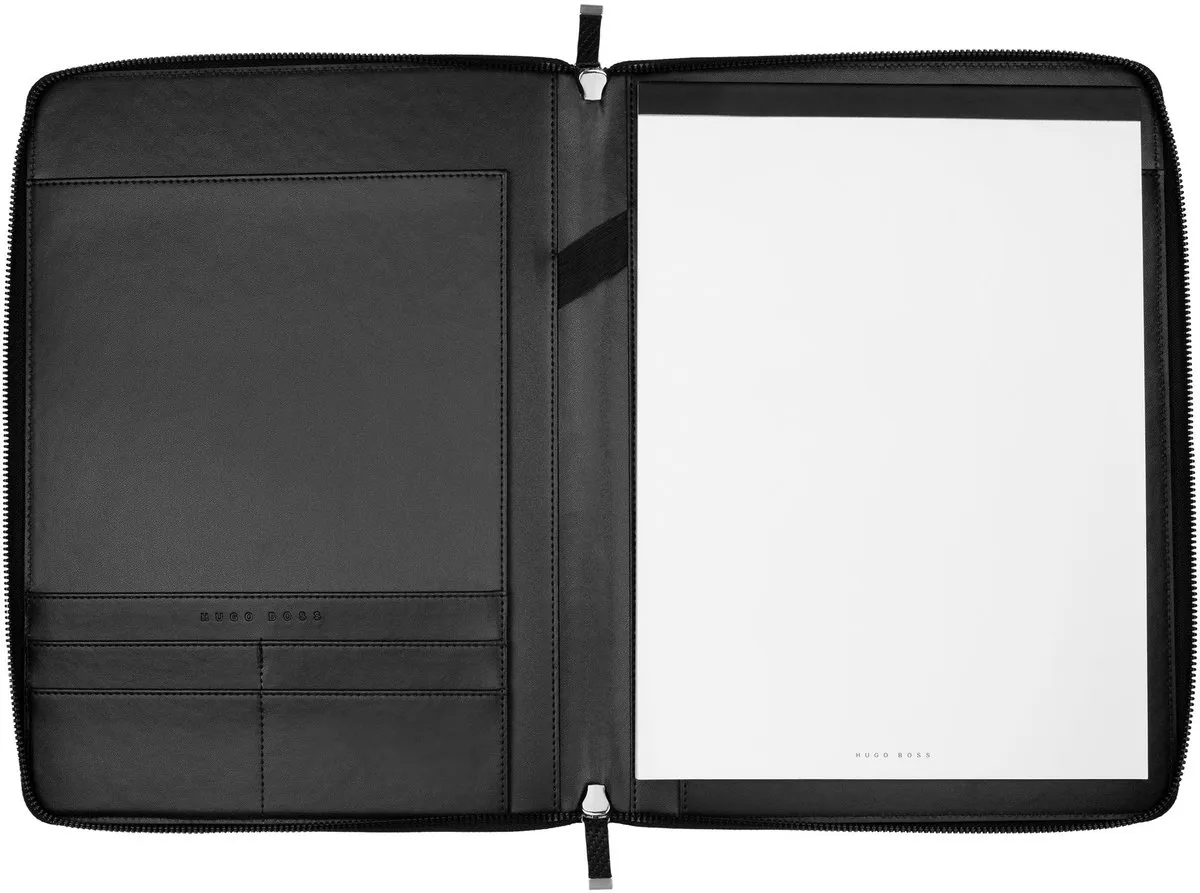 Hugo Boss A4 Schrijfmap Herringbone - Zwart