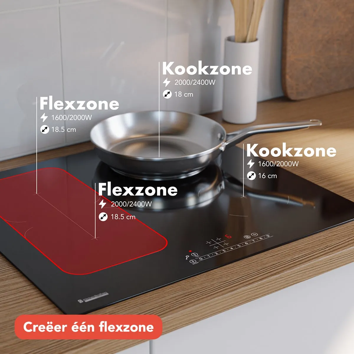 KitchenBrothers KB4052 Inductieplaat 60cm - 4 Zones - Zwart