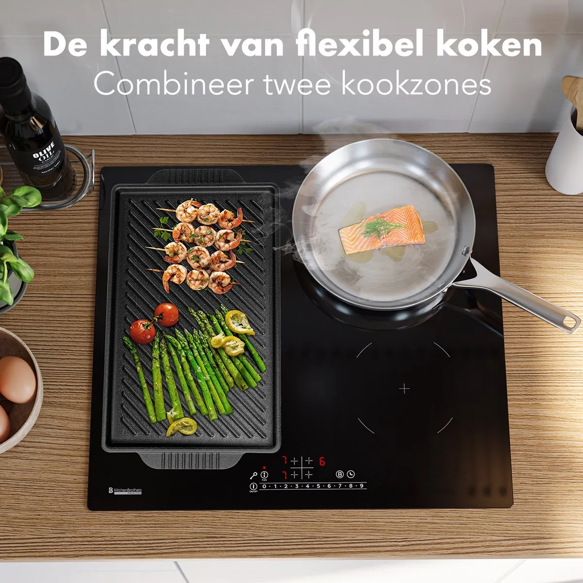KitchenBrothers KB4052 Inductieplaat 60cm - 4 Zones - Zwart
