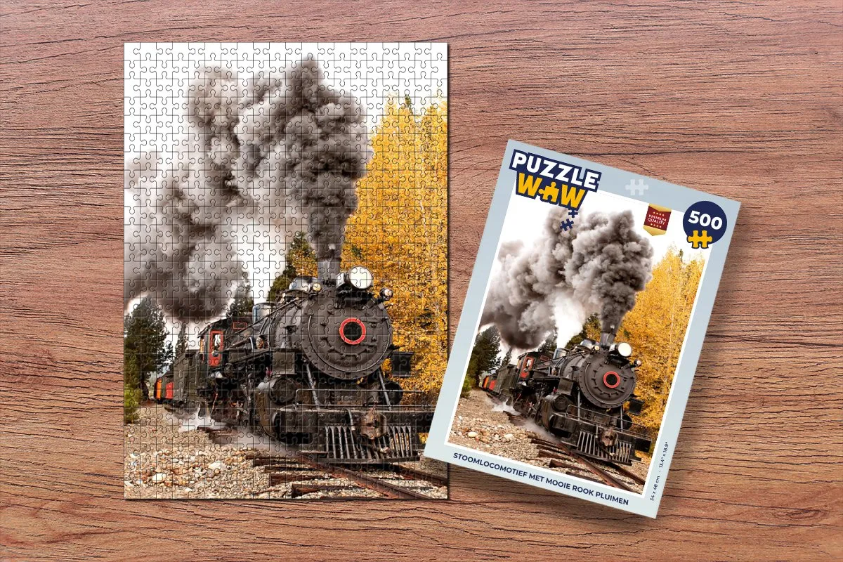 PuzzleWow Stoomlocomotief Legpuzzel 500 Stuks - Multicolor