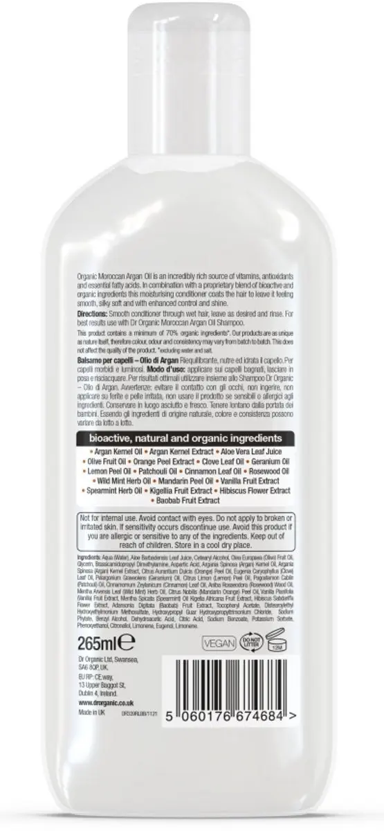 Dr Organic Moroccan Argan Oil Conditioner 265ml - afbeelding 2 van 6